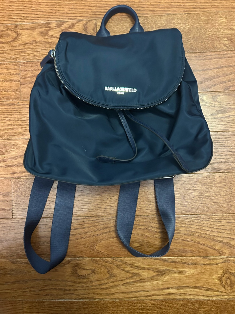 Karl Lagerfeld Navy Blue Backpack with Logo Accent